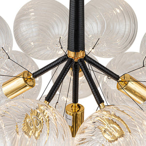 LightFixturesUSA-Modern Cluster Ribbed Glass Globe Bubble Chandelier-Chandelier-White-6-Lt
