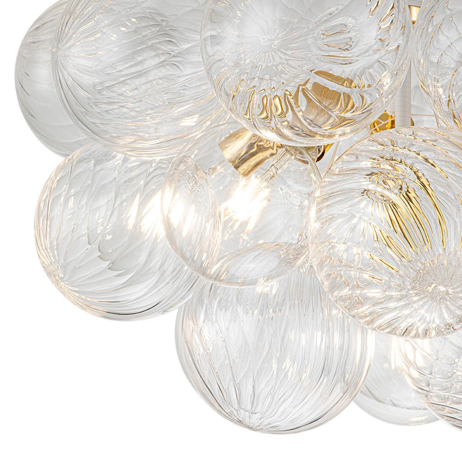 LightFixturesUSA-Modern Cluster Ribbed Glass Globe Bubble Chandelier-Chandelier-White-6-Lt