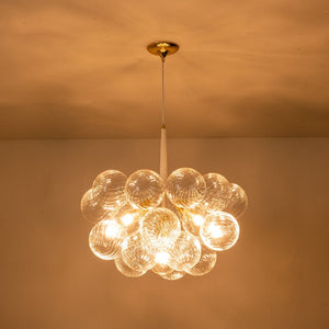 LightFixturesUSA-Modern Cluster Ribbed Glass Globe Bubble Chandelier-Chandelier-White-6-Lt