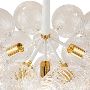LightFixturesUSA-Modern Cluster Ribbed Glass Globe Bubble Chandelier-Chandelier-White-6-Lt
