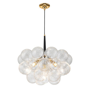 LightFixturesUSA-Modern Cluster Ribbed Glass Globe Bubble Chandelier-Chandelier-White-6-Lt