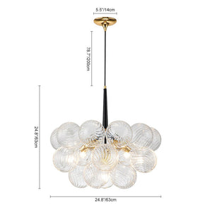 LightFixturesUSA-Modern Cluster Ribbed Glass Globe Bubble Chandelier-Chandelier-White-6-Lt