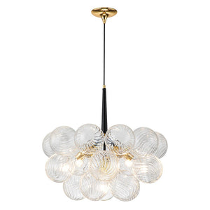 LightFixturesUSA-Modern Cluster Ribbed Glass Globe Bubble Chandelier-Chandelier-White-6-Lt