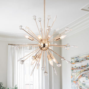 LightFixturesUSA-Modern Crystal Sputnik Sphere Chandelier-Chandelier-Brass-8-Light