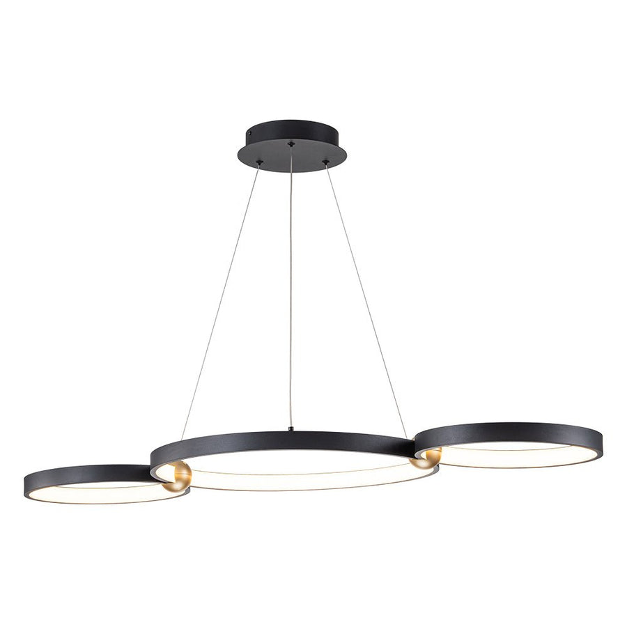 LightFixturesUSA-Modern Dimmable 3-Ring LED Kitchen Island Pendant-Chandelier-Black (Pre-Order)-