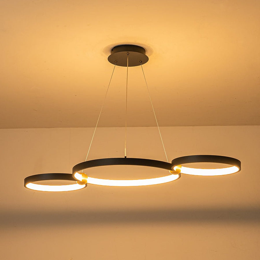 LightFixturesUSA-Modern Dimmable 3-Ring LED Kitchen Island Pendant-Chandelier-Black (Pre-Order)-