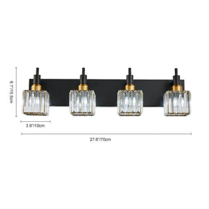 LightFixturesUSA-Modern Glam Crystal Bathroom Vanity Light-Wall Sconce-Black+Gold-4-Lt