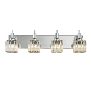 LightFixturesUSA-Modern Glam Crystal Bathroom Vanity Light-Wall Sconce-Black+Gold-4-Lt