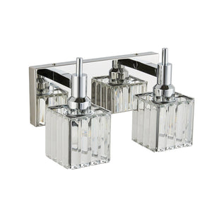 LightFixturesUSA-Modern Glam Crystal Bathroom Vanity Light-Wall Sconce-Black+Gold-4-Lt