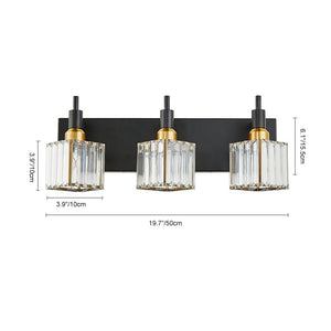 LightFixturesUSA-Modern Glam Crystal Bathroom Vanity Light-Wall Sconce-Black+Gold-4-Lt