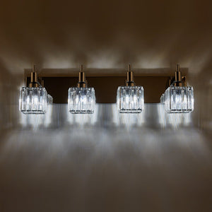 LightFixturesUSA-Modern Glam Crystal Bathroom Vanity Light-Wall Sconce-Black+Gold-4-Lt