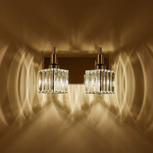 LightFixturesUSA-Modern Glam Crystal Bathroom Vanity Light-Wall Sconce-Black+Gold-4-Lt