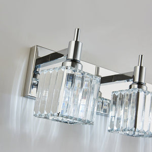 LightFixturesUSA-Modern Glam Crystal Bathroom Vanity Light-Wall Sconce-Black+Gold-4-Lt