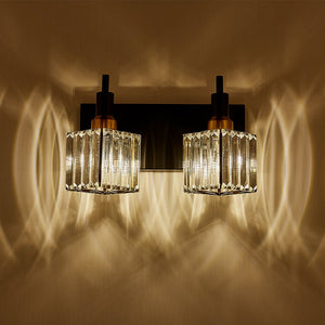 LightFixturesUSA-Modern Glam Crystal Bathroom Vanity Light-Wall Sconce-Black+Gold-4-Lt