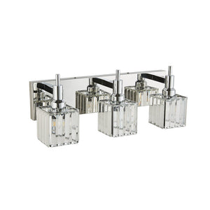 LightFixturesUSA-Modern Glam Crystal Bathroom Vanity Light-Wall Sconce-Black+Gold-4-Lt