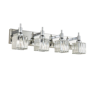 LightFixturesUSA-Modern Glam Crystal Bathroom Vanity Light-Wall Sconce-Black+Gold-4-Lt