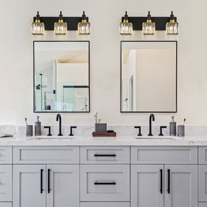 LightFixturesUSA-Modern Glam Crystal Bathroom Vanity Light-Wall Sconce-Chrome-3-Lt