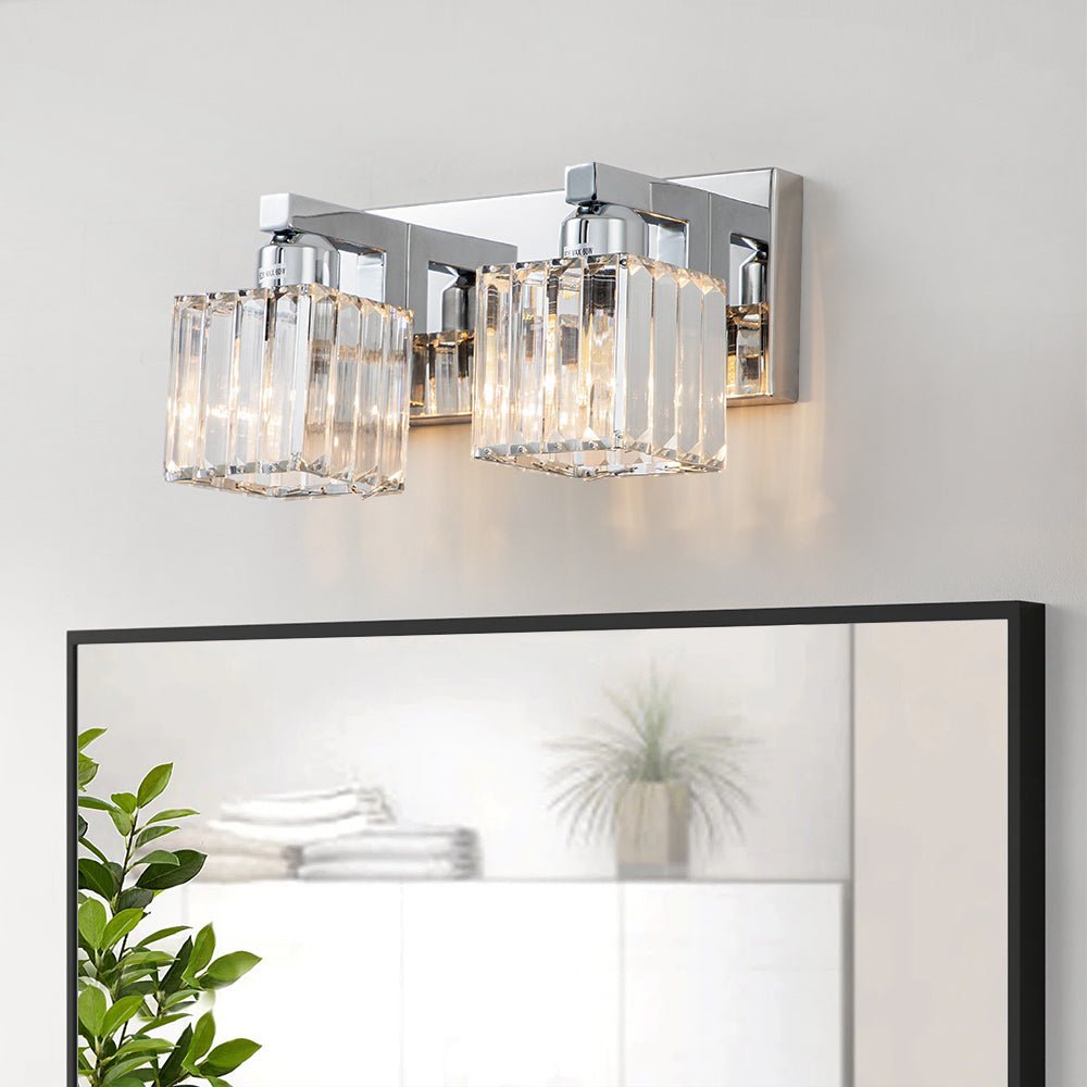 Modern Glam K9 Crystal Bathroom Vanity Wall Lamp | LightFixturesUSA