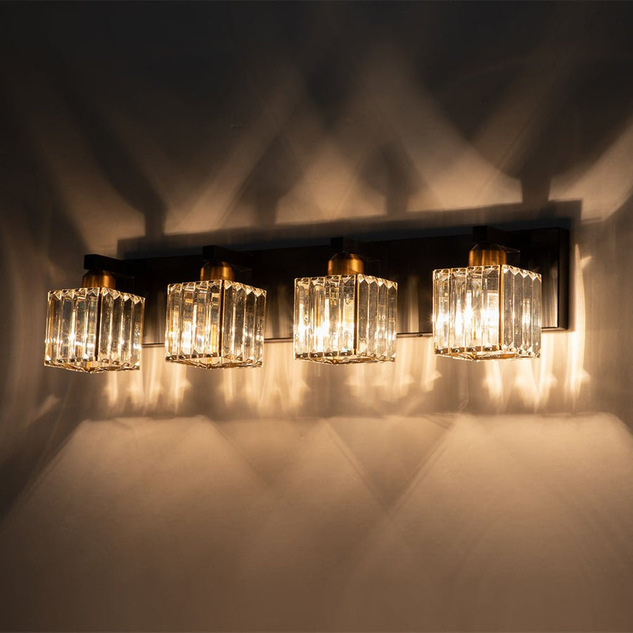 LightFixturesUSA-Modern Glam Crystal Bathroom Vanity Wall Lamp-Wall Sconce-Chrome-2-Lt