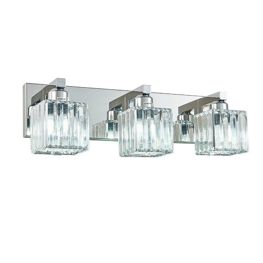 LightFixturesUSA-Modern Glam Crystal Bathroom Vanity Wall Lamp-Wall Sconce-Chrome-2-Lt