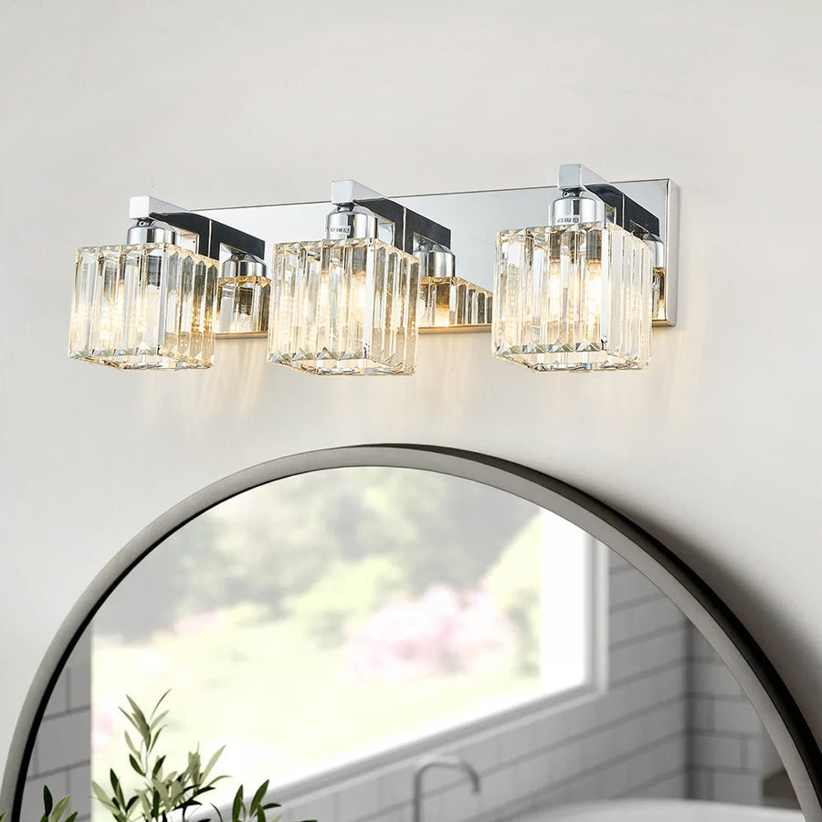 Modern Glam K9 Crystal Bathroom Vanity Wall Lamp | LightFixturesUSA