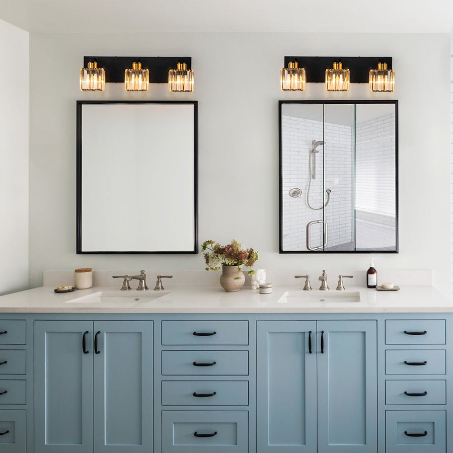 LightFixturesUSA-Modern Glam Crystal Bathroom Vanity Wall Lamp-Wall Sconce-Chrome-4-Lt