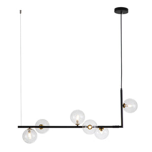 LightFixturesUSA-Modern Glass Bubble Kitchen Island Linear Pendant-Chandelier-Black-