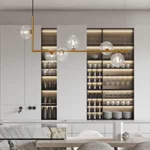 LightFixturesUSA-Modern Glass Bubble Kitchen Island Linear Pendant-Chandelier-Black-