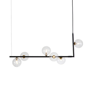 LightFixturesUSA-Modern Glass Bubble Kitchen Island Linear Pendant-Chandelier-Black-