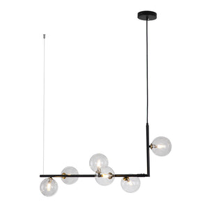 LightFixturesUSA-Modern Glass Bubble Kitchen Island Linear Pendant-Chandelier-Black-