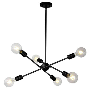 LightFixturesUSA-Modern Globe Linear Sputnik Chandelier-Chandelier-Black-6 Lt