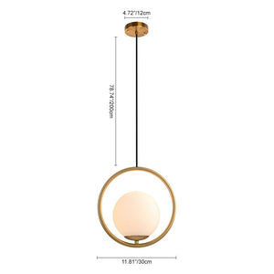 LightFixturesUSA-Modern Gold 1-Ring Frosted Globe Single Pendant Light-Pendant Light-S-