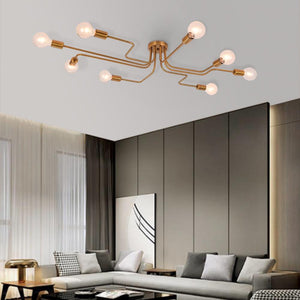 LightFixturesUSA-Modern Industrial Semi Flush Sputnik Light-Ceiling Light-Black-