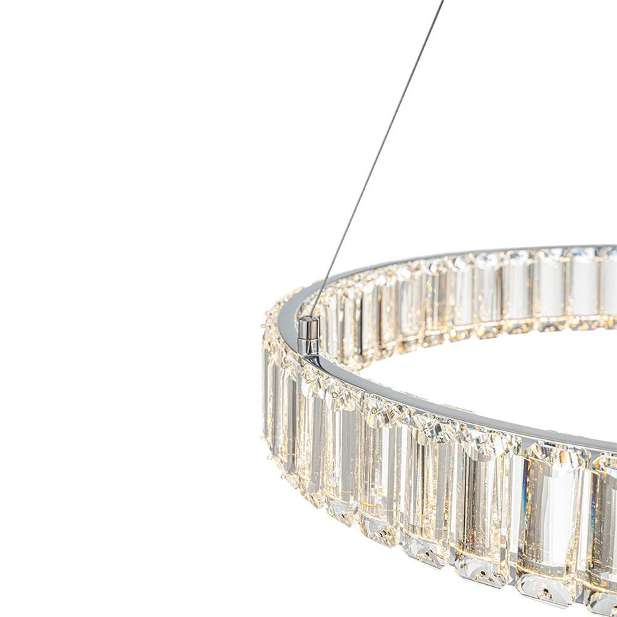 LightFixturesUSA-Modern Luxury Chrome Crystal LED Ring Chandelier-Chandelier-Chrome-