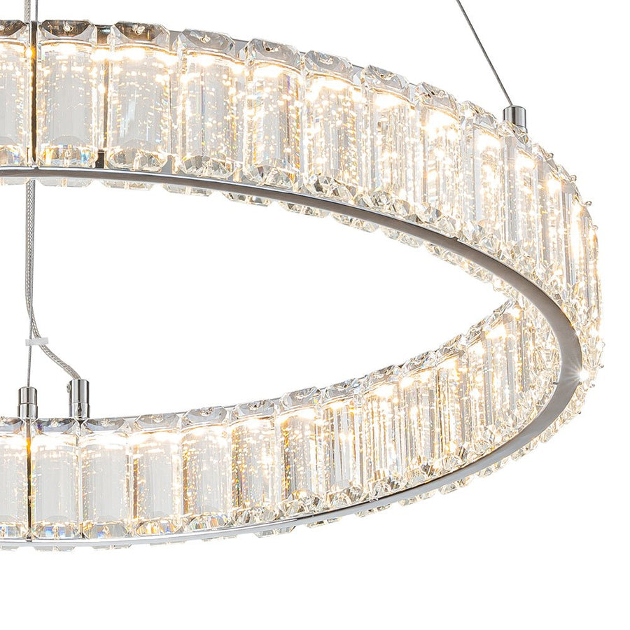 LightFixturesUSA-Modern Luxury Chrome Crystal LED Ring Chandelier-Chandelier-Chrome-