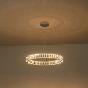 LightFixturesUSA-Modern Luxury Chrome Crystal LED Ring Chandelier-Chandelier-Chrome-