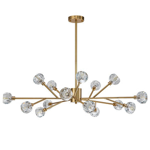 LightFixturesUSA-Modern Mid-century Brass Crystal Sputnik Chandelier-Chandelier-Brass-15-Lt