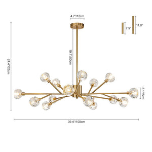 LightFixturesUSA-Modern Mid-century Brass Crystal Sputnik Chandelier-Chandelier-Brass-15-Lt