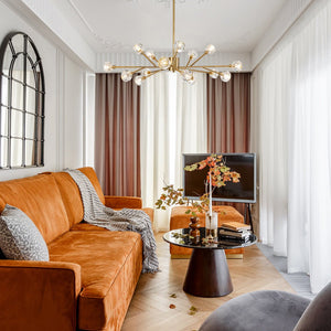 LightFixturesUSA-Modern Mid-century Brass Crystal Sputnik Chandelier-Chandelier-Brass-15-Lt