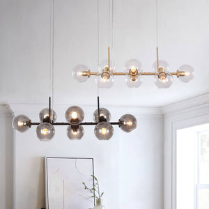 LightFixturesUSA-Modern Mid-Century Globe Kitchen Island Pendant Light-Chandelier-Black-