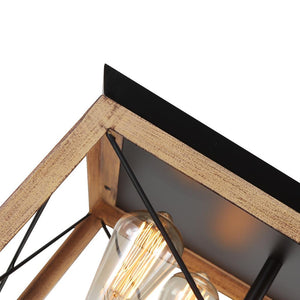 LightFixturesUSA-Modern Rustic Rectangular Lantern Chandelier-Pendant Light-Brown-