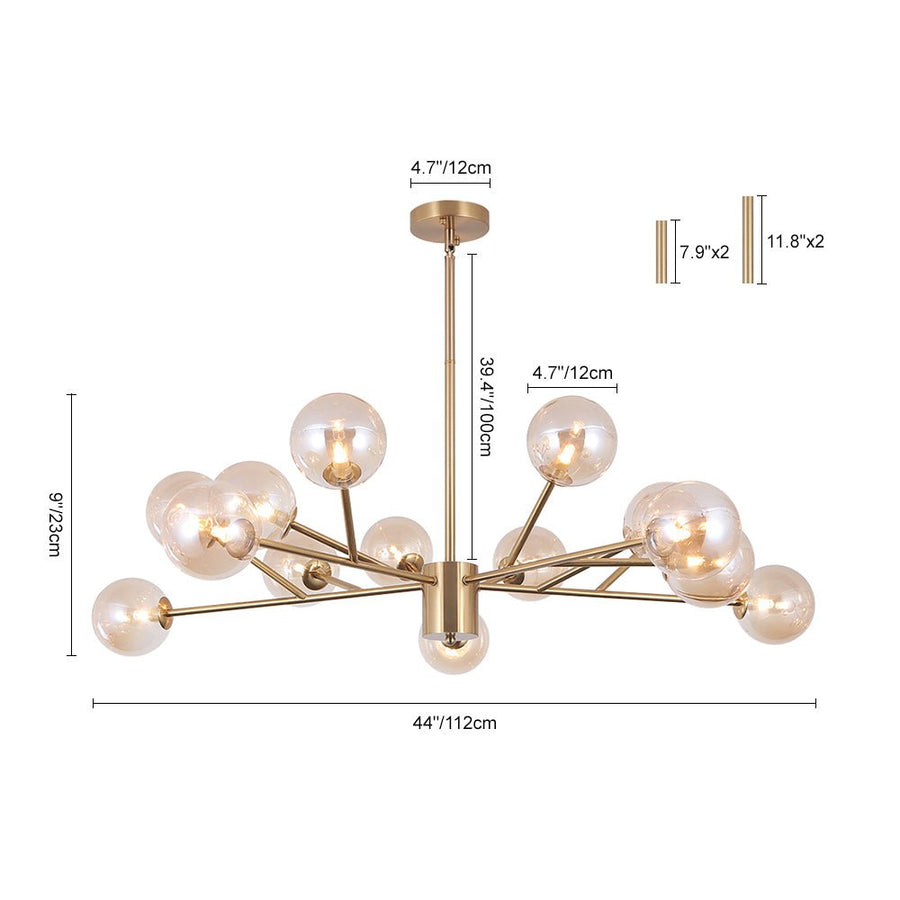 LightFixturesUSA-Modern Sputnik Branching Bubble Chandelier-Chandelier-Brass-