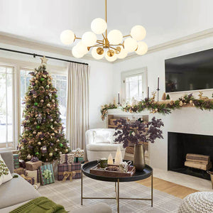 LightFixturesUSA-Opal Glass Globe Sputnik Chandelier-Chandelier--