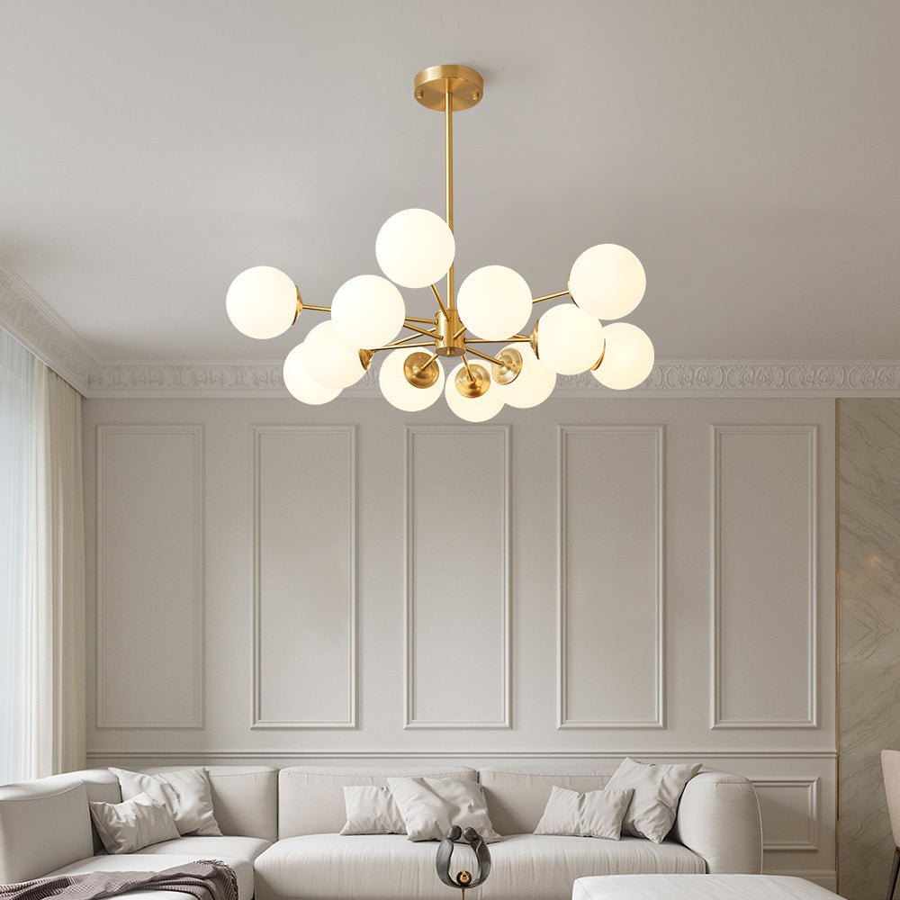 Opal Glass Globe Sputnik Chandelier | LightFixturesUSA, Brass Sputnik ...