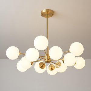 LightFixturesUSA-Opal Glass Globe Sputnik Chandelier-Chandelier--