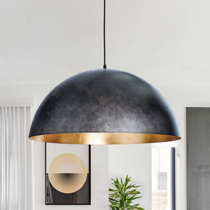 LightFixturesUSA-Oversized Metal Dome Pendant Light-Chandelier-Black-15 in.