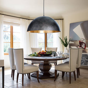 LightFixturesUSA-Oversized Metal Dome Pendant Light-Chandelier-Black-Large
