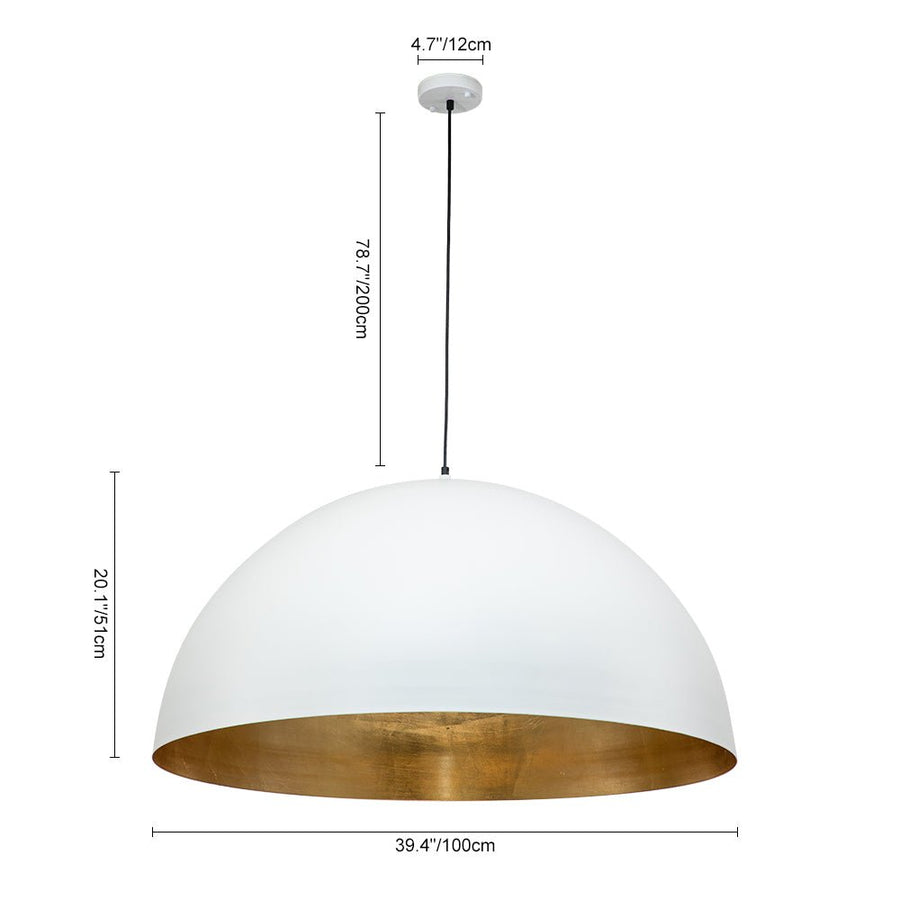 LightFixturesUSA-Oversized Metal Dome Pendant Light-Chandelier-White-15 in.