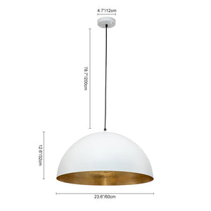 LightFixturesUSA-Oversized Metal Dome Pendant Light-Chandelier-White-15 in.