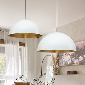 LightFixturesUSA-Oversized Metal Dome Pendant Light-Chandelier-White-15 in.